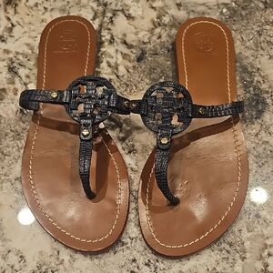 TORY BURCH Dark Navy Leather Women's Sandals